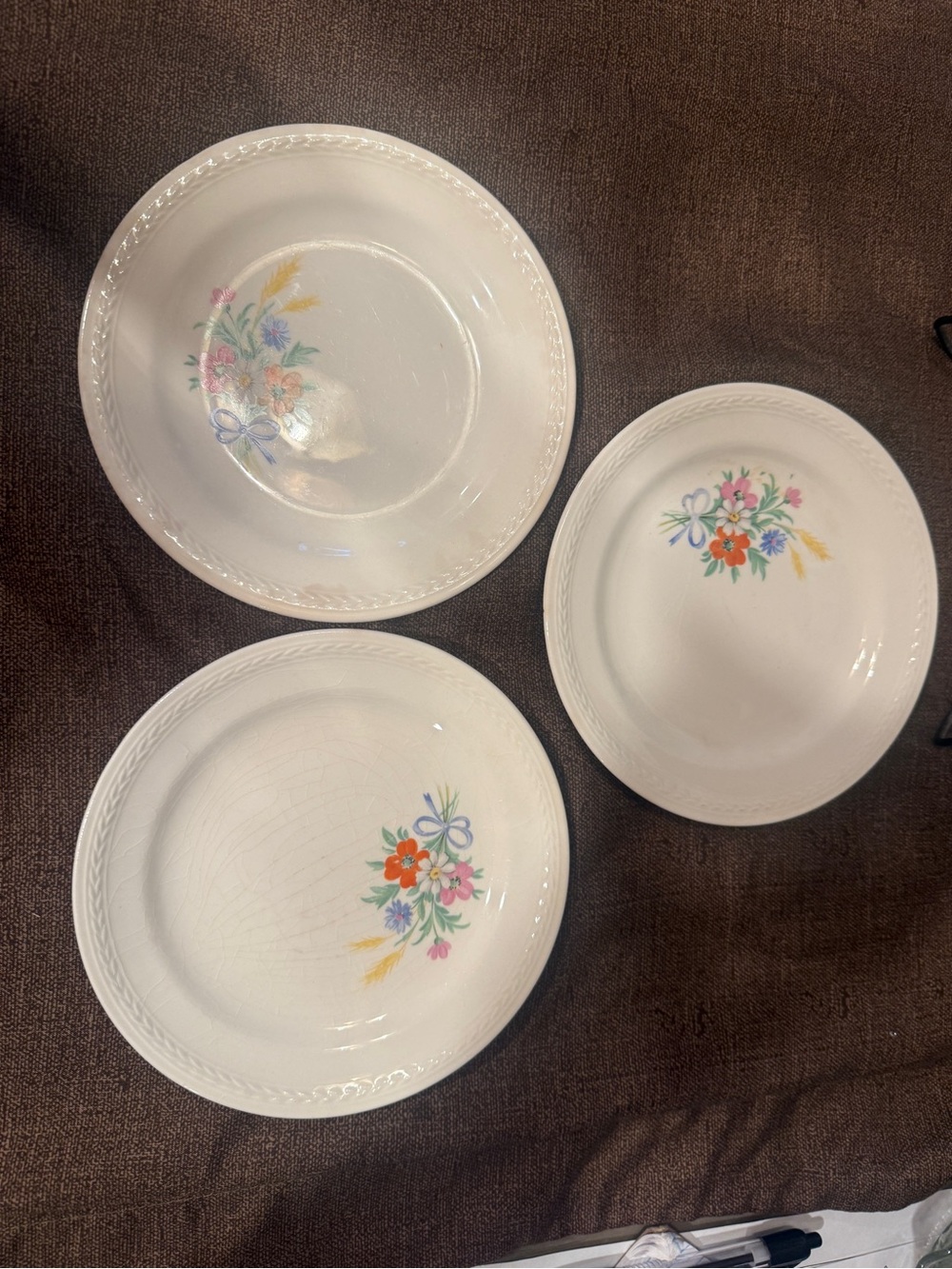 Vintage Crown Potteries Co USA Floral Bowls